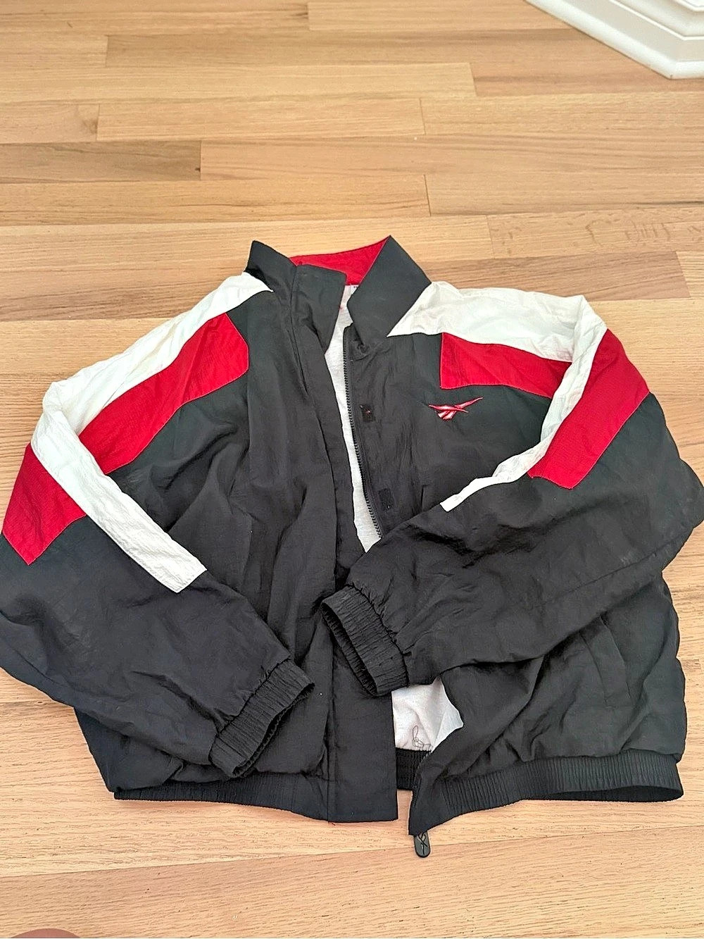 Vintage 90Reebok Color Block Windbreaker Black & Red XL
